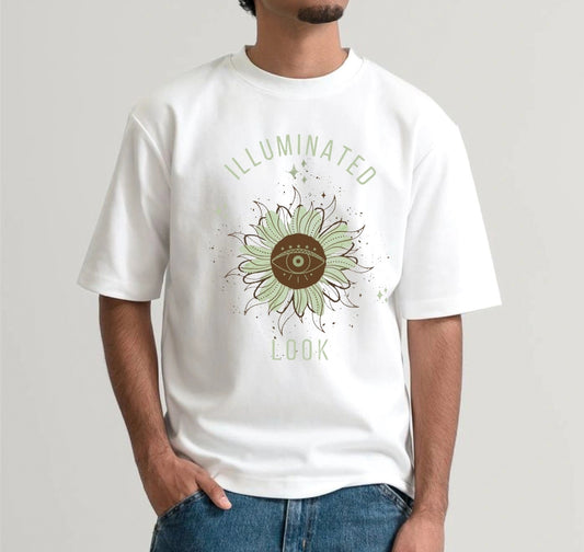 Camiseta Oversized  Unissex Estampa “ILLUMINATED LOOK”