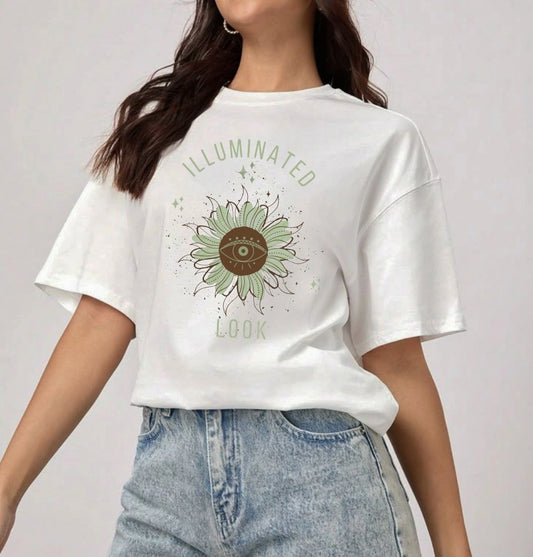 Camiseta Oversized  Unissex Estampa “ILLUMINATED LOOK”